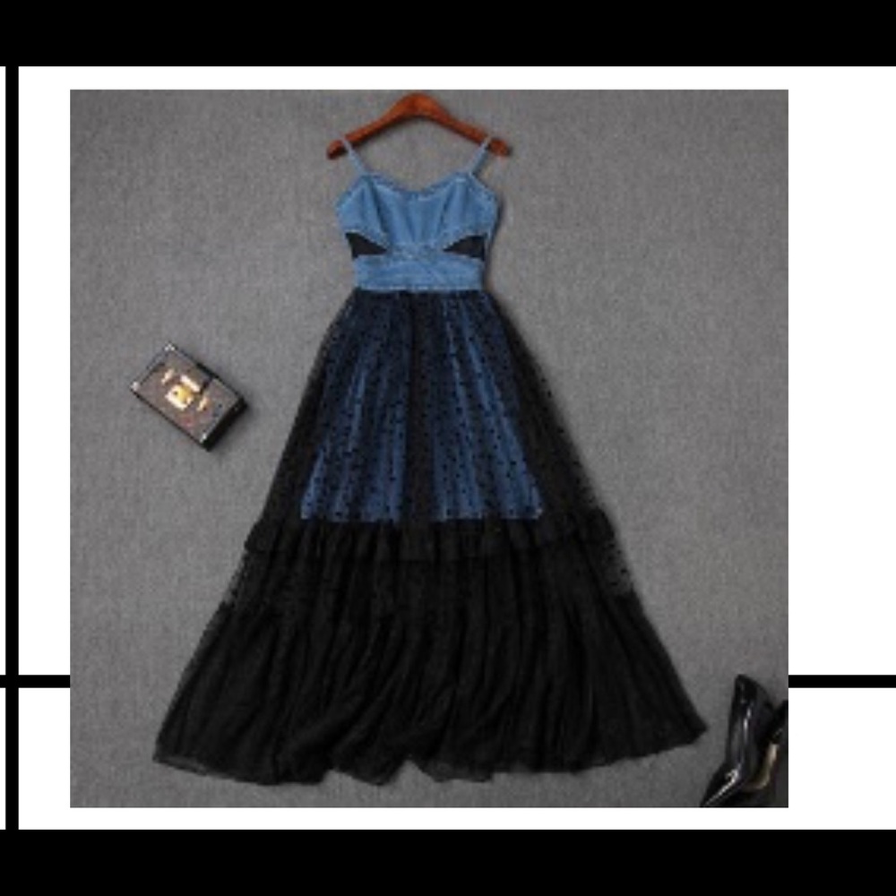 Denim and tulle dress
